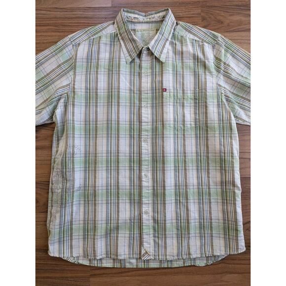 Quicksilver Shirt Mens XL Green Plaid Button Up Short Sleeve Cotton Y2K B8 - Picture 2 of 13